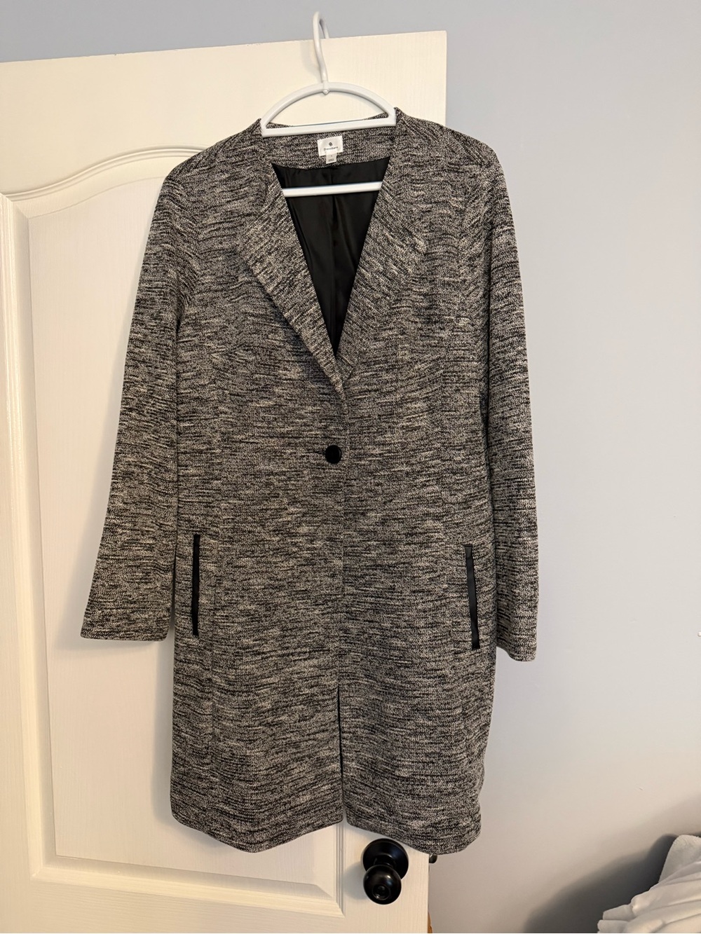 Dress Barn Grey Marled Single-Button Blazer Coat